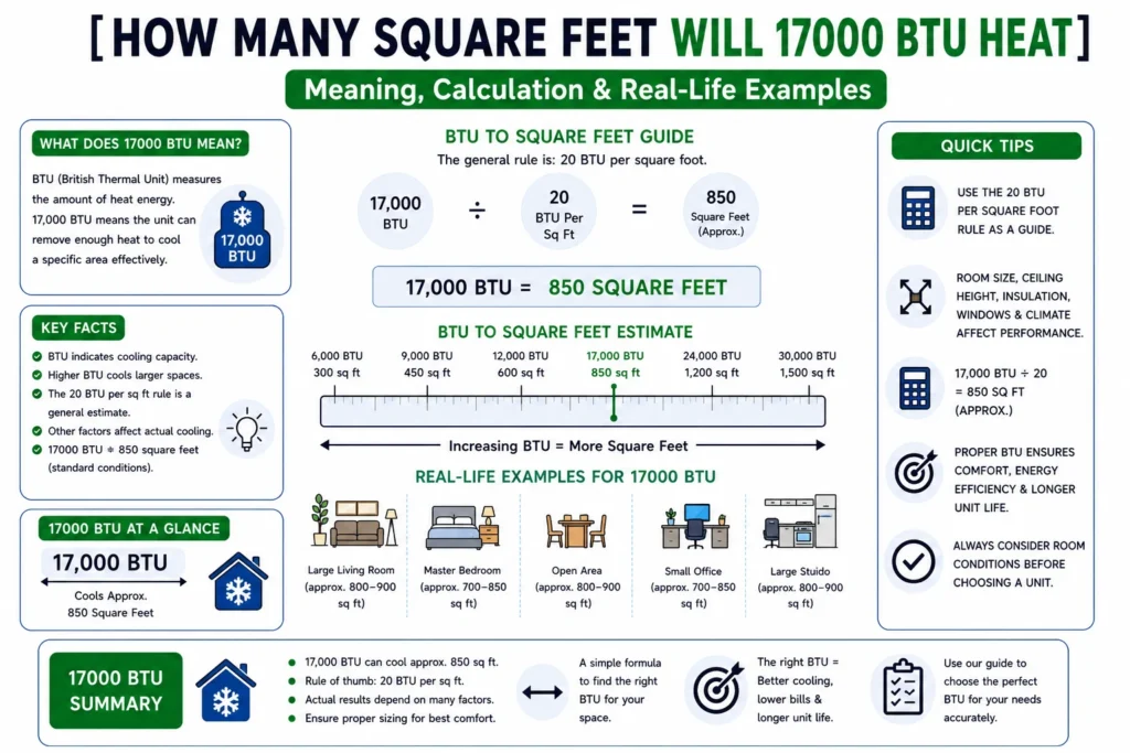 How Many Square Feet Will 17000 BTU Heat
