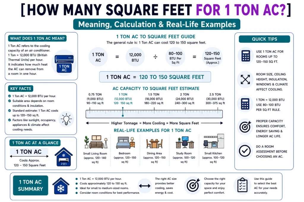 How Many Square Feet for 1 Ton AC