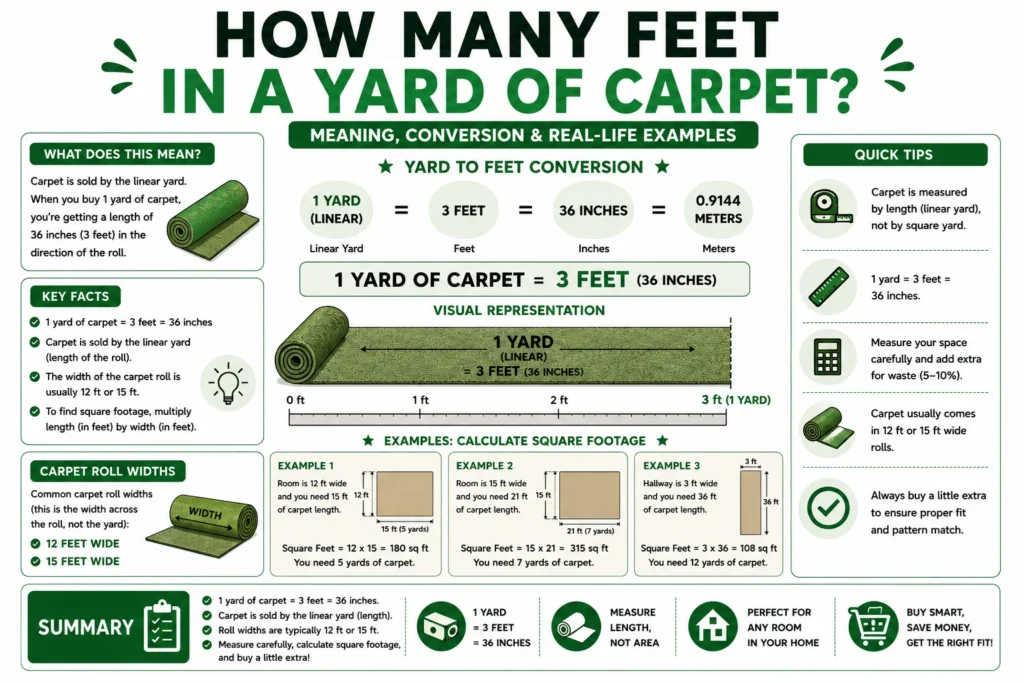 how many feet in a yard of carpet