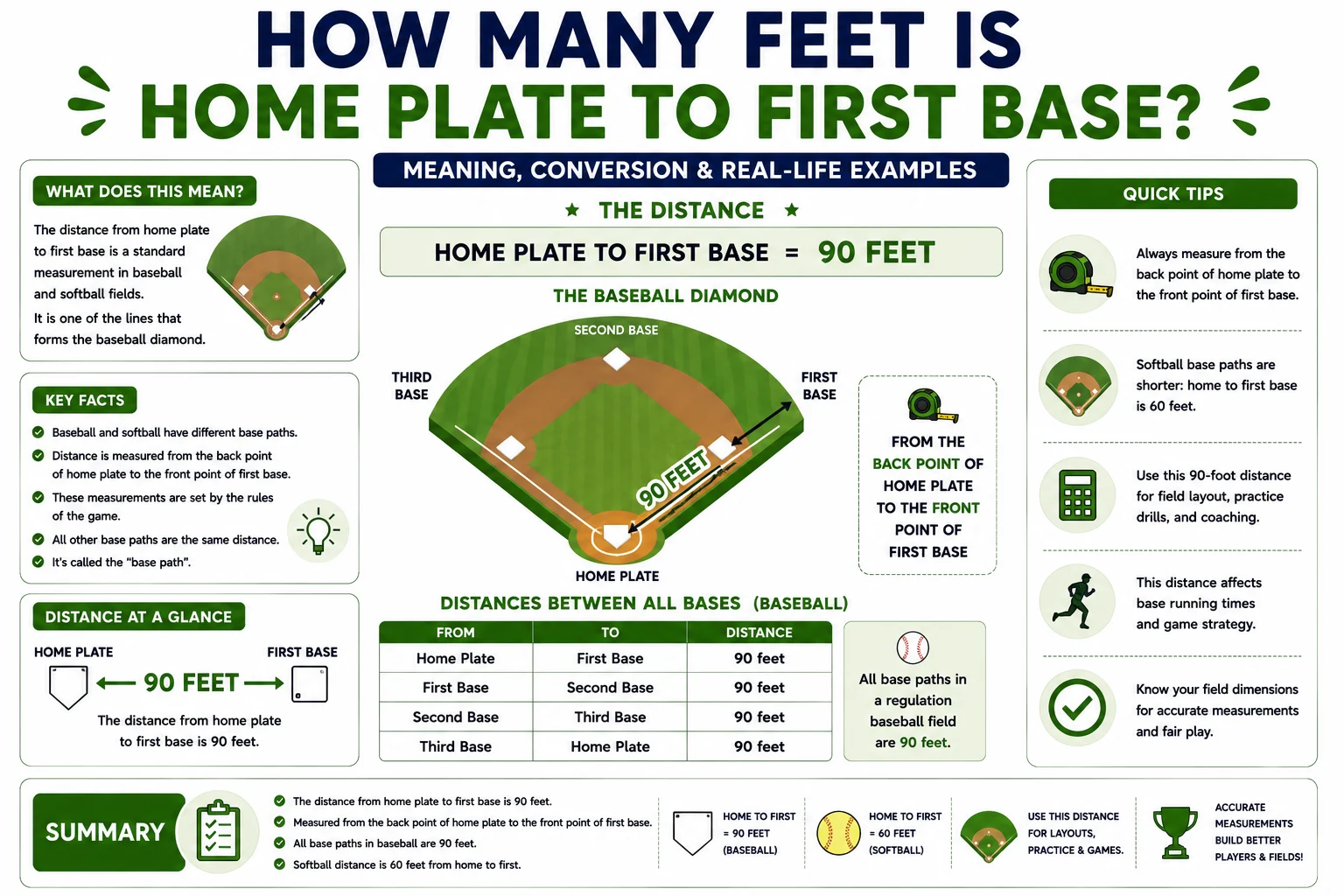 how many feet is home plate to first base