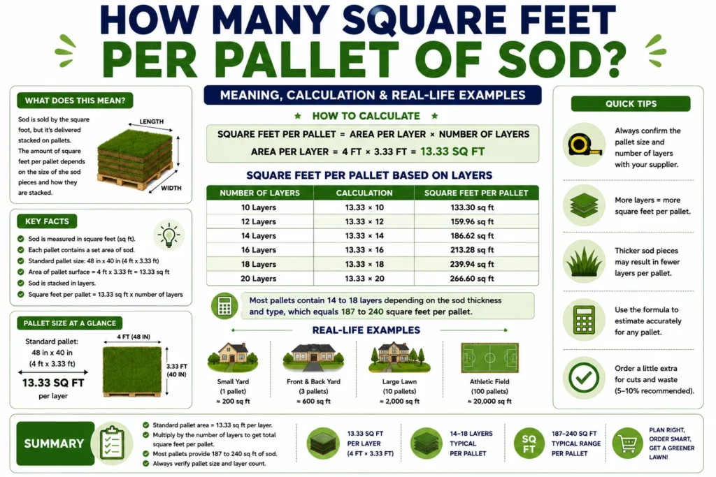 how many square feet per pallet of sod