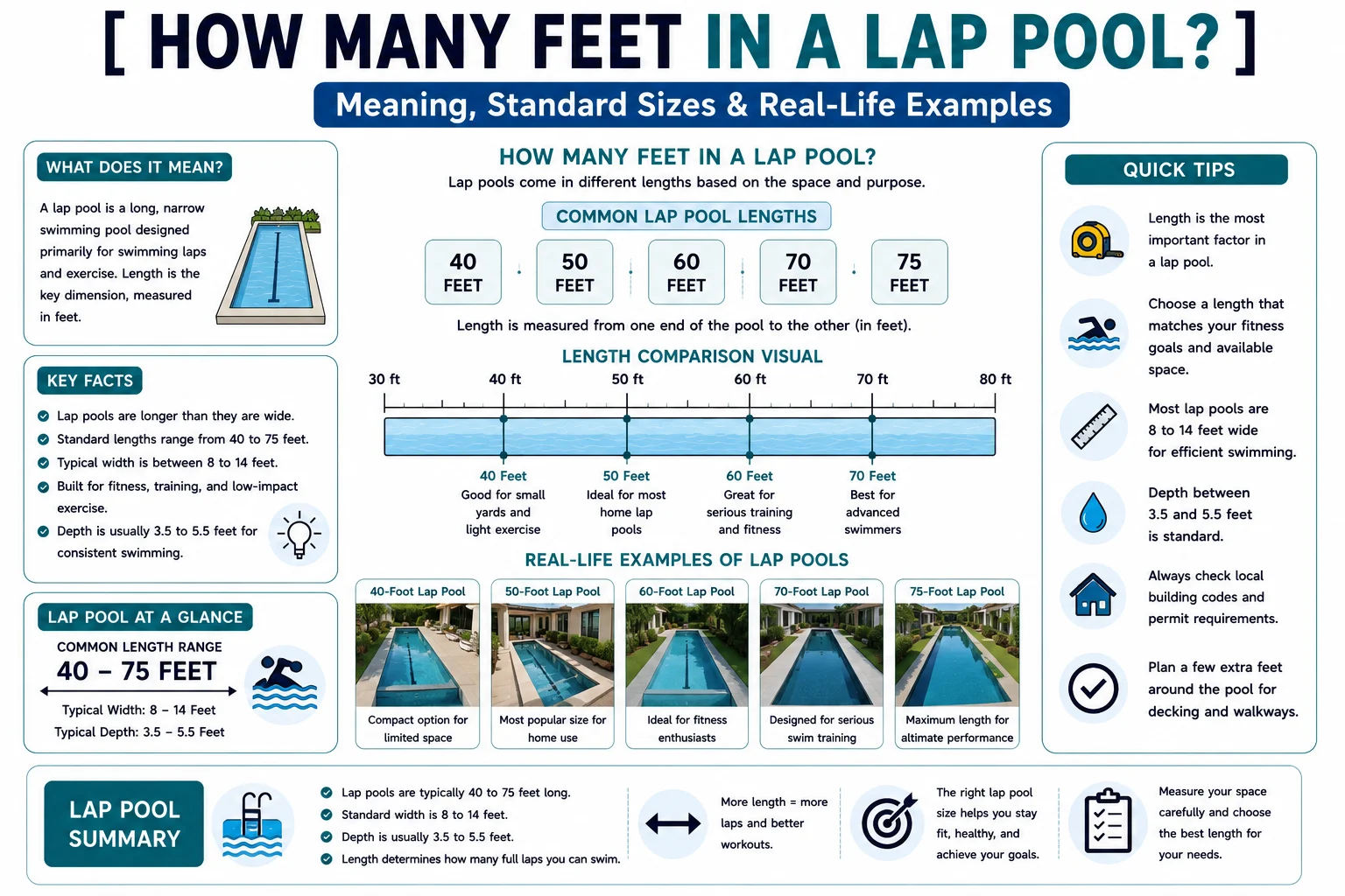 how many feet in a lap pool